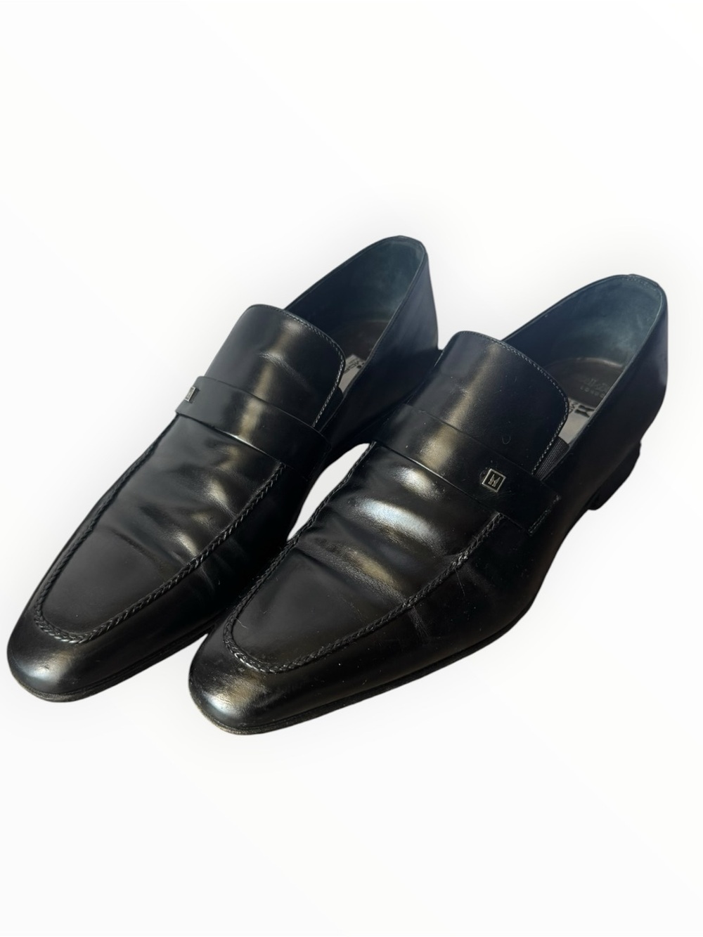 Russell and Bromley Moreschi Black Leather Slip-On Loafers Black 7.5